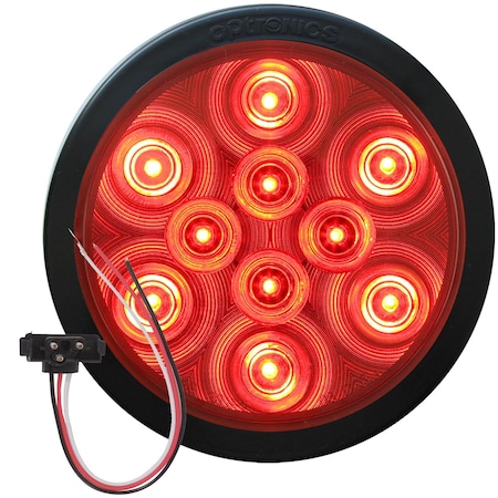 Optronics 10-Led 4 Red Grommet Mount Stop/Turn/Tail Light Kit With Grommet And Right Angle Pigtail STL43RKB